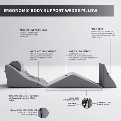 Foam Bed Wedge Sleep Support System, Sleeping Pillow Wedge, Leg Elevation Pillow