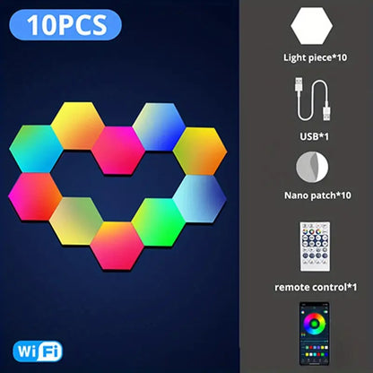 Smart LED Hexagonal Light, RGB Color Changing Indoor Wall Light