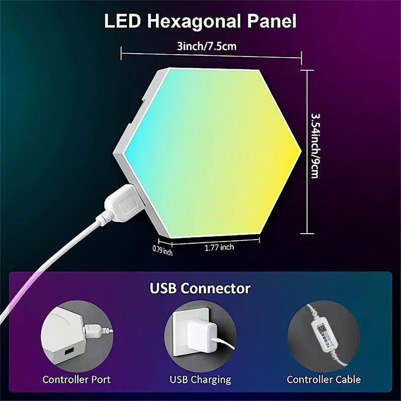 Smart LED Hexagonal Light, RGB Color Changing Indoor Wall Light